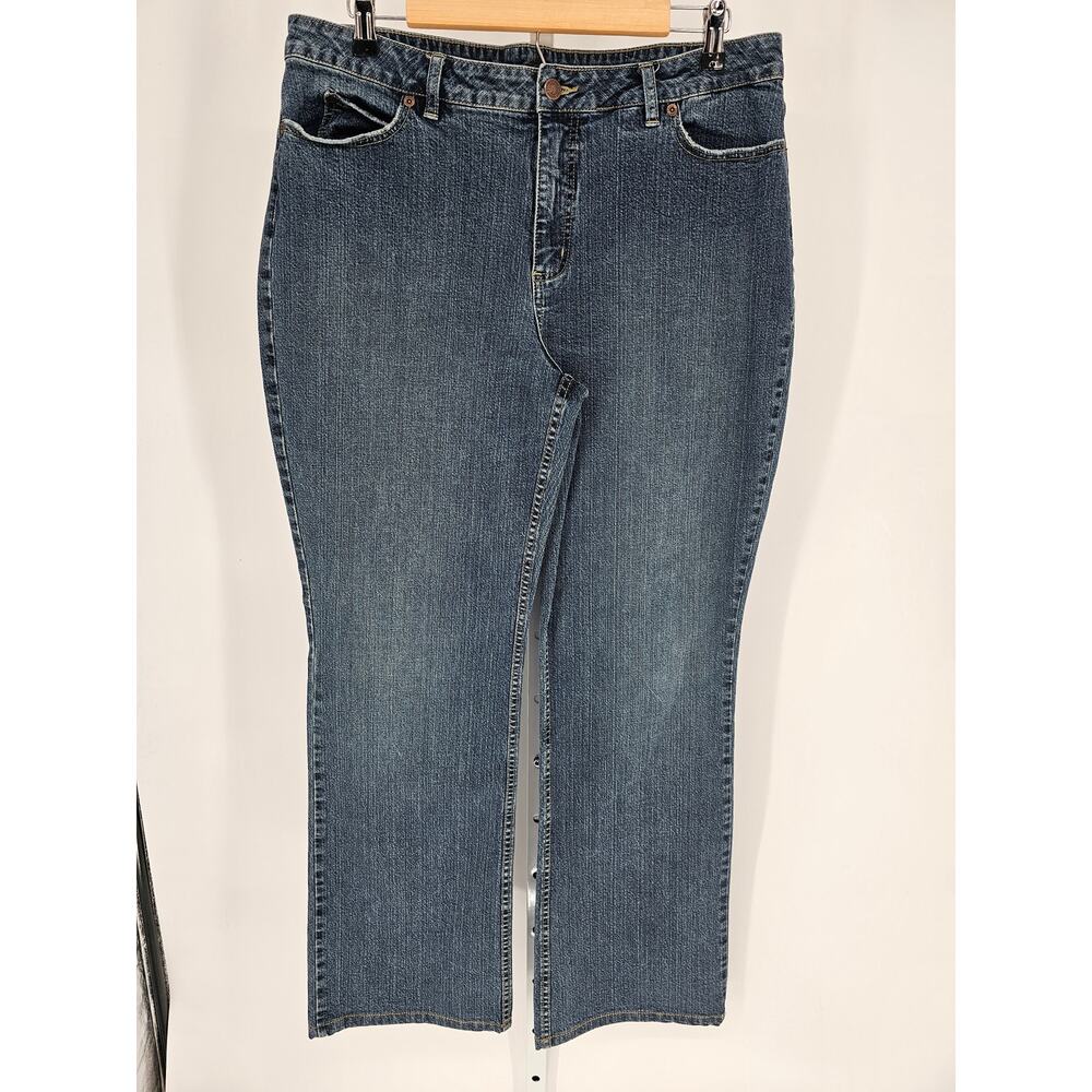 Caslon Women's Blue Button Closer Mid Rise Straight Leg Zip Up Jean Size 16